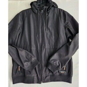 Angelo Litrico Men's Large Black Hooded Windbreaker Jacket Zip Pockets